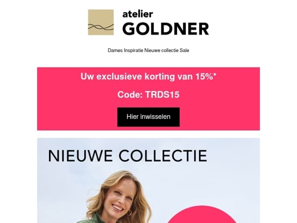 Uw 15% korting op de nieuwe collectie