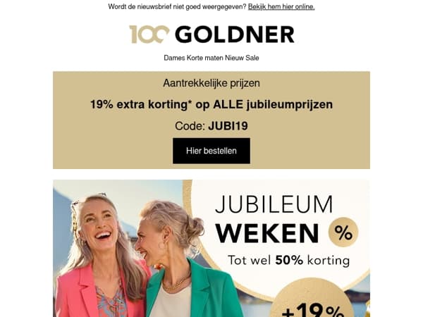 19% extra korting op ALLE jubileumprijzen