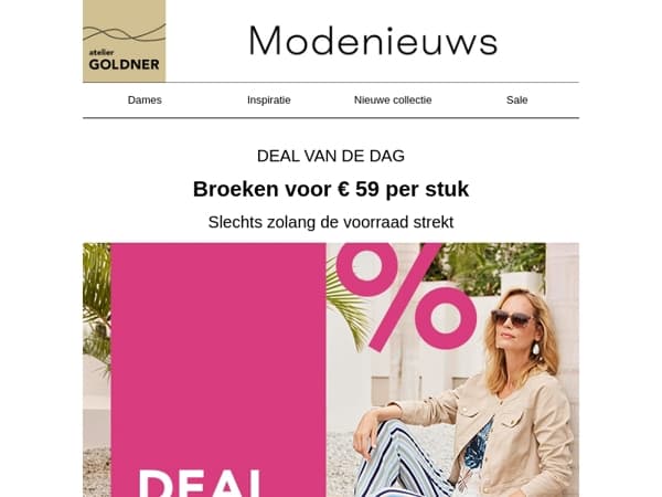 Deal van de dag: broeken voor € 59 per stuk
