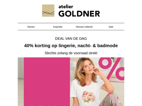 Deal van de dag: 40% korting op lingerie, nacht- & badmode
