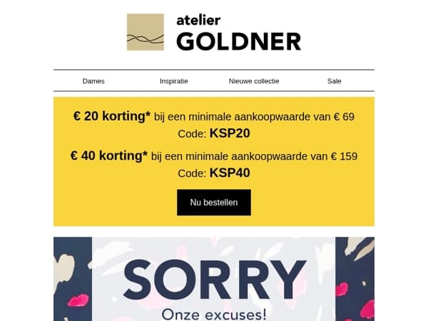 Een kortingsbon als excuus voor de technische problemen!