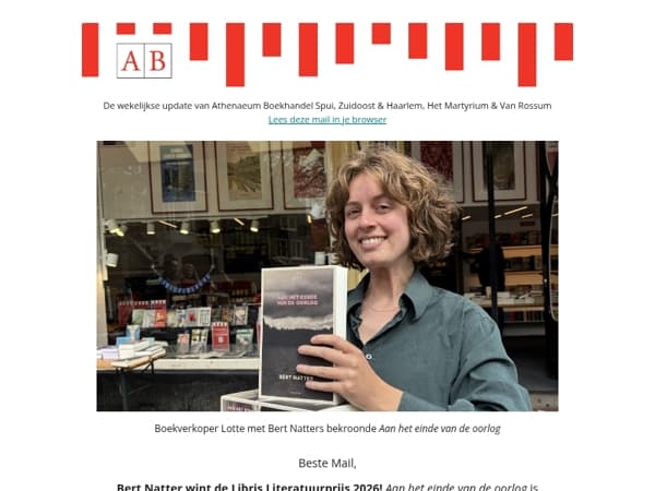 Bert Natters 'weergaloze, ontroerende roman' wint de Libris Literatuurprijs