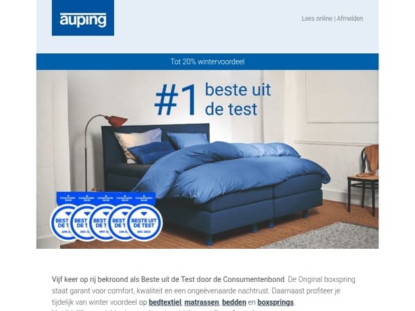 Vijf keer bekroond. Nu tot 20% wintervoordeel. 💙