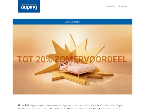 Laatste dagen | tot 20% zomervoordeel voor beter slapen 💙