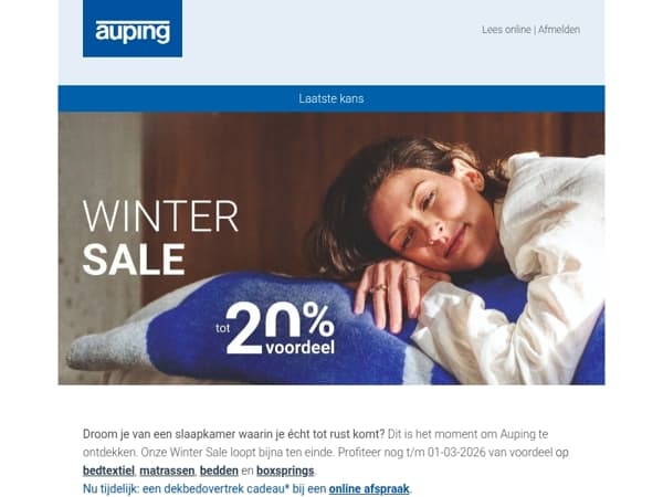 Laatste kans: tot 20% voordeel op jouw slaapkamer💙