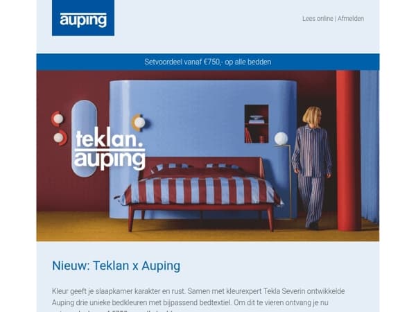 Unieke design samenwerking: Teklan x Auping  💙