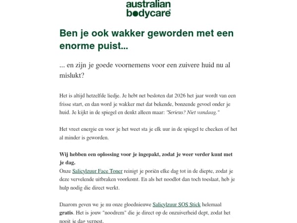 onze favoriete klant, je GRATIS Salicylzuur SOS Stick wacht op je 🌋