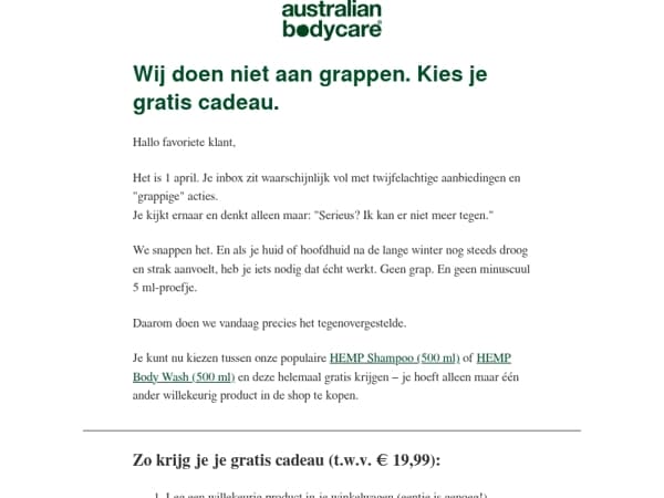 🛑 Geen 1 aprilgrap. Een cadeau t.w.v. € 19,99 – gratis.
