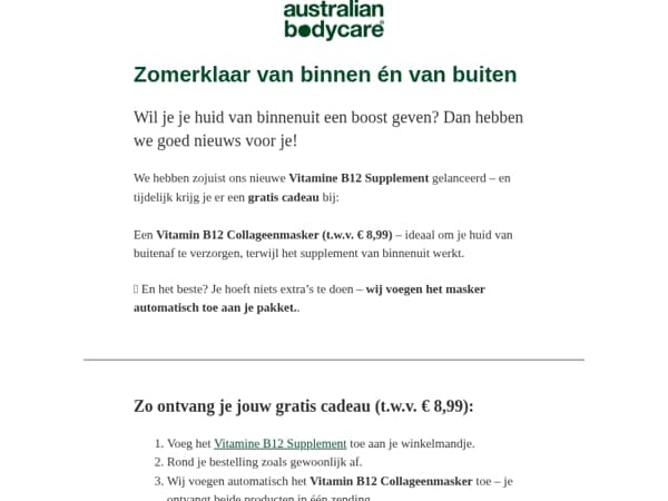 🎁 Alleen 48 uur: Gratis collageenmasker bij je B12-aankoop!
