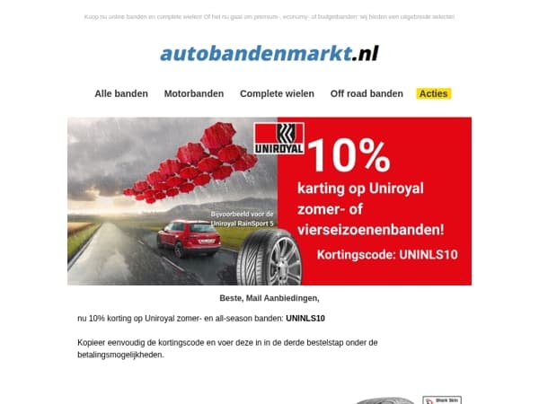 10% korting op Uniroyal