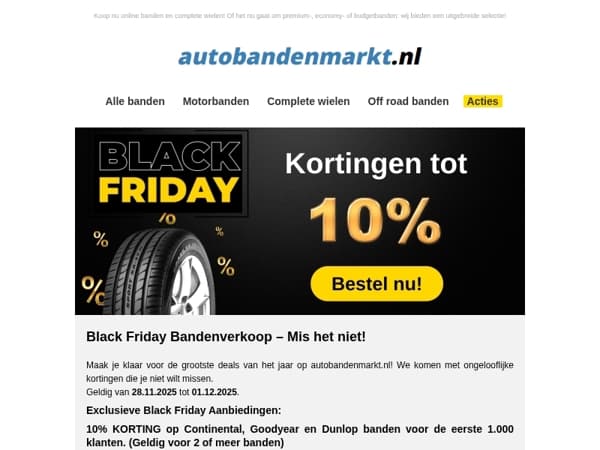 Black Friday — bereid je voor op geweldige bandendeals!