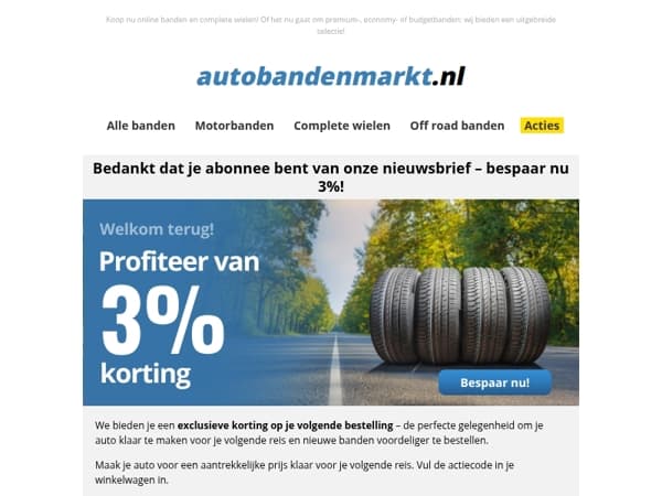 Pak 3% korting – alleen voor de eerste 150 kopers