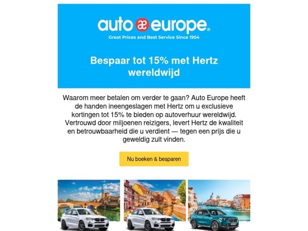 Exclusieve Hertz-aanbieding: bespaar tot 15% wereldwijd
