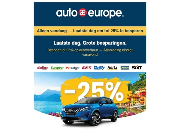 Alleen vandaag: uw laatste kans om tot 25% te besparen