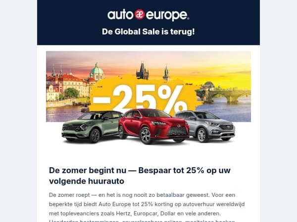 De Global Sale is begonnen | Tot 25% korting op autohuur