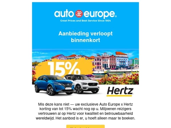 Rijd meer, geef minder uit — tot 15% korting met Hertz