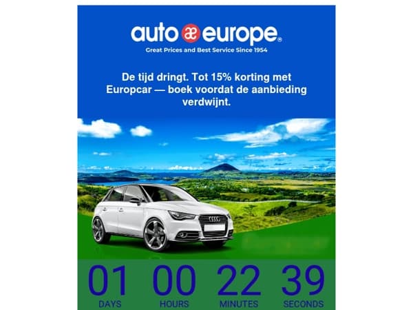 Laatste dagen — Tot 15% korting op Europcar-verhuur