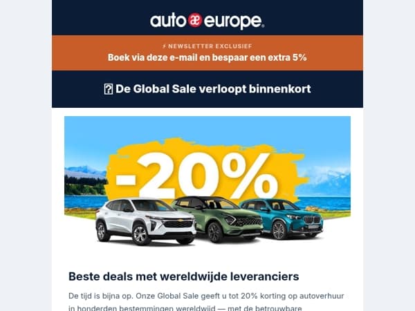 ⏰ De tijd is bijna op — Global Sale tot 20% korting eindigt binnenkort