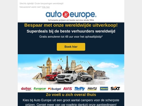 Bespaar met onze wereldwijde uitverkoop!