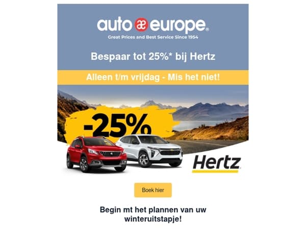 Bespaar tot 25%* bij Hertz