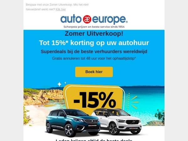 Zomer Uitverkoop! Tot 15% korting