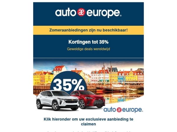 De wereld wacht op u — Bespaar tot 35% op uw volgende huurauto