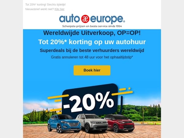 Wereldwijde Uitverkoop! Bespaar tot 20%