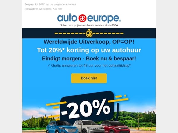 Eindigt morgen! Boek nu en bespaar tot 20%