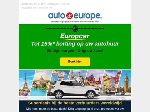 Bespaar tot 15% bij Europcar - Mis het niet!