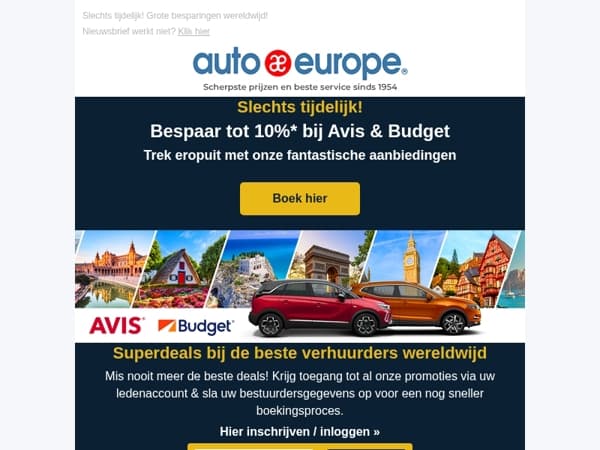 Tot 10% korting bij Avis & Budget - Mis het niet!