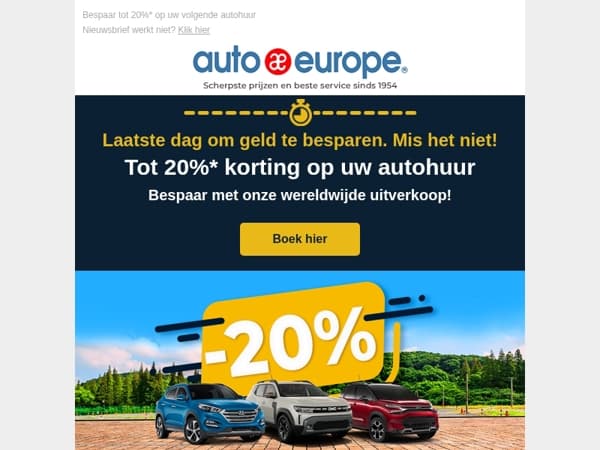 Laatste dag om tot 20% te besparen – Mis het niet!