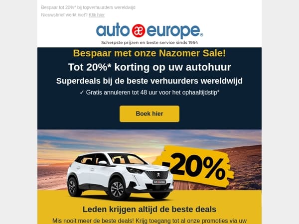 Nazomer Sale! Bespaar tot 20%