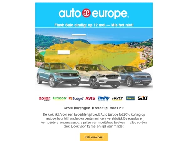 Flash Sale — Tot 20% korting op autoverhuur