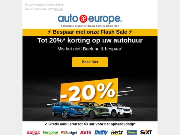 Flash Sale! Bespaar tot 20%