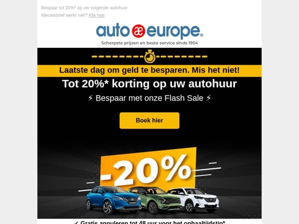 Laatste dag om tot 20% te besparen – Mis het niet!