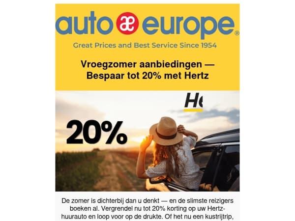 Exclusieve Hertz-aanbieding: bespaar tot 20% wereldwijd