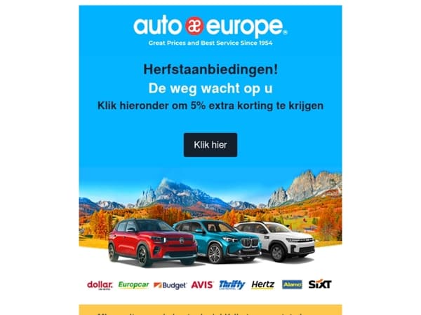 Geweldige herfstaanbiedingen met Auto Europe