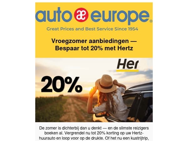 Nog beschikbaar — Uw exclusieve Hertz-deal, tot 20% korting