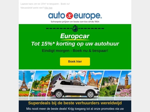 Bespaar tot 15% bij Europcar - Mis het niet!