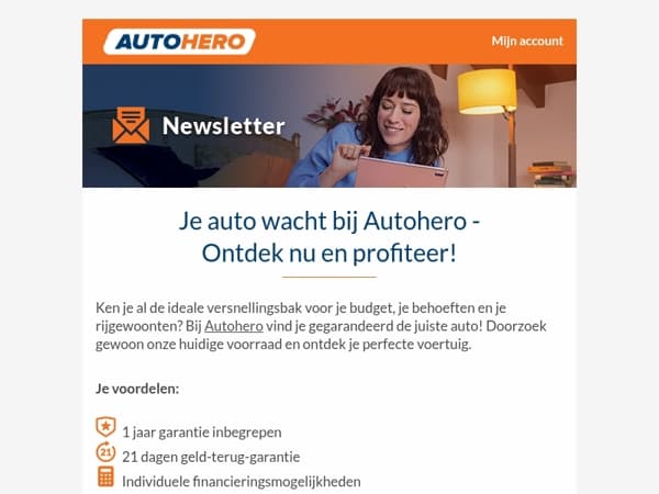 Vind je auto bij Autohero - met 1 jaar garantie en meer!