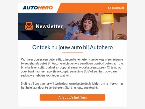 Start je zoektocht naar een nieuwe auto met Autohero!!