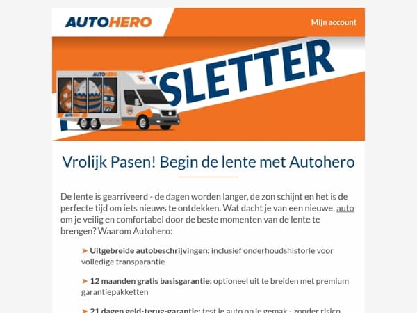 🌷 Vier Pasen met een nieuwe auto van Autohero