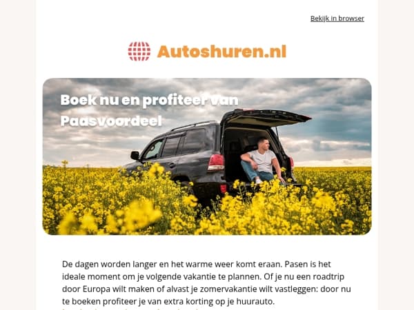 Deze Pasen: €25 korting op Autohuur