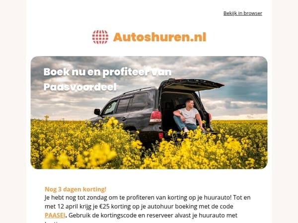 Laatste kans: €25 korting op Autohuur