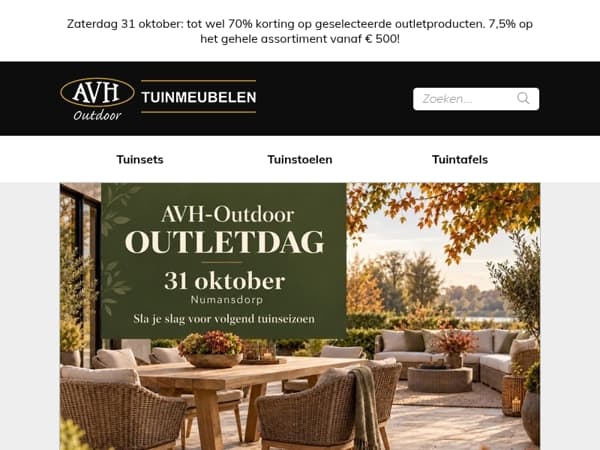 31 oktober: MEGA OUTLETDAG bij AVH in Numansdorp!