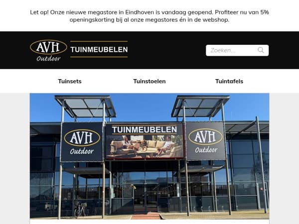 AVH Outdoor breidt uit 🥳! Megastore in Eindhoven is geopend. 5% extra korting bij al onze megastores.