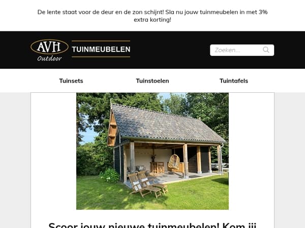 Deze week 20 graden! Tijd om te genieten. Sla nu jouw tuinmeubelen in met 3% extra korting!