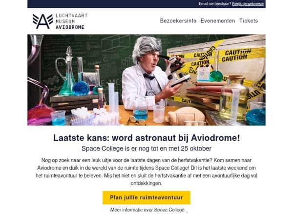 🚀 Laatste kans: word astronaut bij Aviodrome!