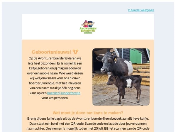 🐮 Help jij ons kalf je aan een naam? Maak kans op een kinderfeestje!