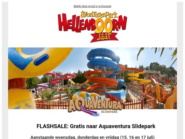 Flashsale: Gratis naar Aquaventura Slidepark aanstaande woensdag, donderdag en vrijdag.